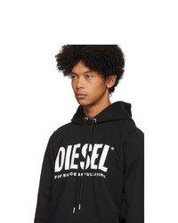 Sweat à capuche imprimé noir et blanc Diesel