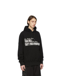 Sweat à capuche imprimé noir et blanc Sacai