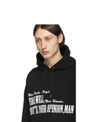 Sweat à capuche imprimé noir et blanc Sacai