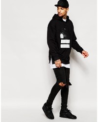 Sweat à capuche imprimé noir et blanc Asos