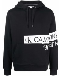 Sweat à capuche imprimé noir et blanc Calvin Klein Jeans