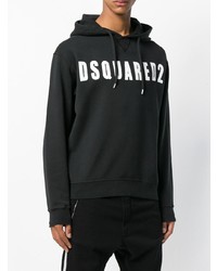 Sweat à capuche imprimé noir et blanc DSQUARED2