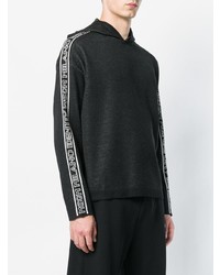 Sweat à capuche imprimé noir et blanc MSGM