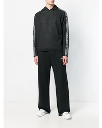 Sweat à capuche imprimé noir et blanc MSGM