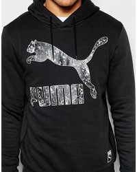 Sweat à capuche imprimé noir et blanc Puma