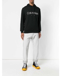 Sweat à capuche imprimé noir et blanc CK Calvin Klein