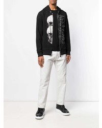 Sweat à capuche imprimé noir et blanc Philipp Plein