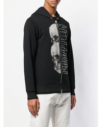 Sweat à capuche imprimé noir et blanc Philipp Plein