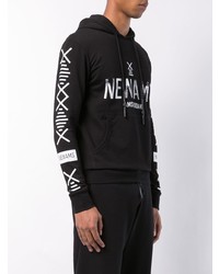 Sweat à capuche imprimé noir et blanc Newams