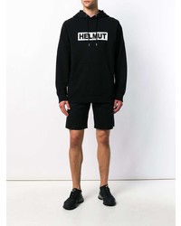 Sweat à capuche imprimé noir et blanc Helmut Lang