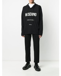 Sweat à capuche imprimé noir et blanc Moschino