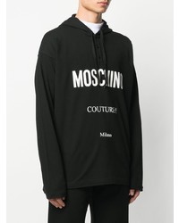 Sweat à capuche imprimé noir et blanc Moschino