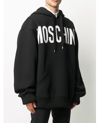 Sweat à capuche imprimé noir et blanc Moschino