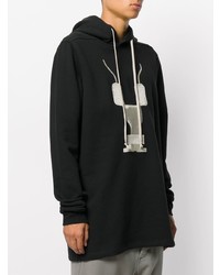 Sweat à capuche imprimé noir et blanc Rick Owens DRKSHDW