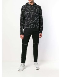 Sweat à capuche imprimé noir et blanc Les Hommes Urban