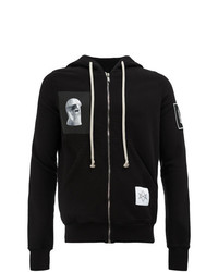 Sweat à capuche imprimé noir et blanc Rick Owens DRKSHDW