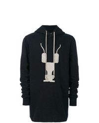 Sweat à capuche imprimé noir et blanc Rick Owens DRKSHDW