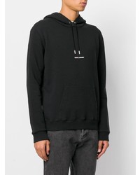 Sweat à capuche imprimé noir et blanc Saint Laurent