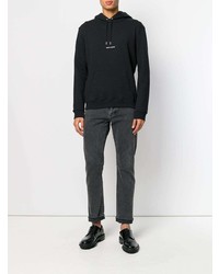 Sweat à capuche imprimé noir et blanc Saint Laurent