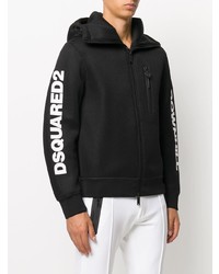 Sweat à capuche imprimé noir et blanc DSQUARED2