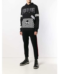 Sweat à capuche imprimé noir et blanc Philipp Plein