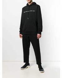 Sweat à capuche imprimé noir et blanc Helmut Lang