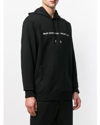 Sweat à capuche imprimé noir et blanc Helmut Lang