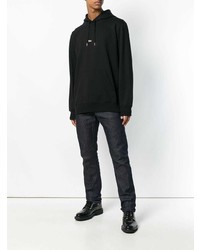 Sweat à capuche imprimé noir et blanc Helmut Lang