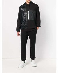 Sweat à capuche imprimé noir et blanc Helmut Lang