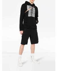 Sweat à capuche imprimé noir et blanc Raf Simons