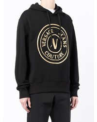 Sweat à capuche imprimé noir et doré VERSACE JEANS COUTURE