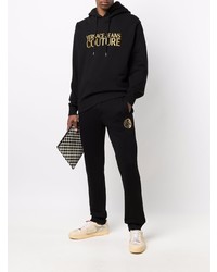 Sweat à capuche imprimé noir et doré VERSACE JEANS COUTURE