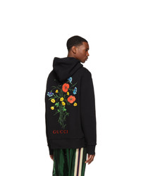 Sweat à capuche imprimé noir Gucci