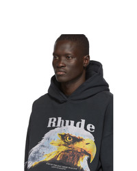 Sweat à capuche imprimé noir Rhude