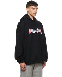 Sweat à capuche imprimé noir Vetements