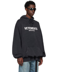 Sweat à capuche imprimé noir Vetements