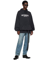 Sweat à capuche imprimé noir Vetements