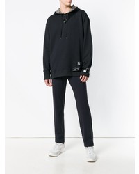 Sweat à capuche imprimé noir Raf Simons X Fred Perry