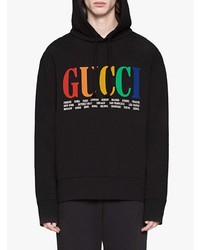 Sweat à capuche imprimé noir Gucci