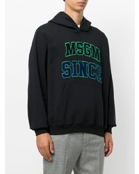 Sweat à capuche imprimé noir MSGM