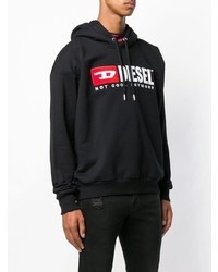 Sweat à capuche imprimé noir Diesel