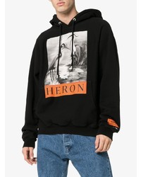 Sweat à capuche imprimé noir Heron Preston