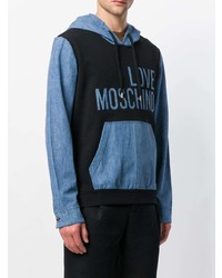 Sweat à capuche imprimé noir Love Moschino