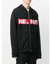 Sweat à capuche imprimé noir Helmut Lang