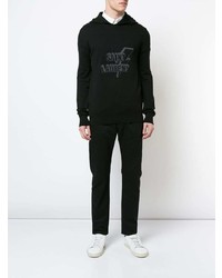 Sweat à capuche imprimé noir Saint Laurent