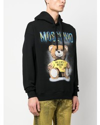 Sweat à capuche imprimé noir Moschino