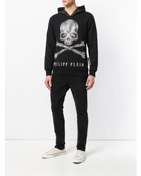 Sweat à capuche imprimé noir Philipp Plein