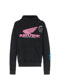 Sweat à capuche imprimé noir Rhude