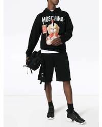 Sweat à capuche imprimé noir Moschino