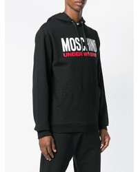 Sweat à capuche imprimé noir Moschino